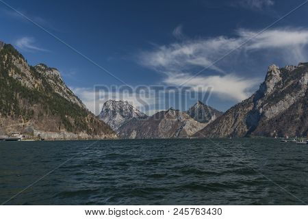 Ebensee Sea And Town In Big Austrian Alps