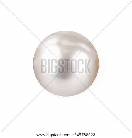Shimmering Nacreous White Natural Pearl Isolated On White Background
