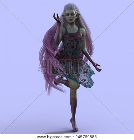 3d Render Of Purple Elf Woman On Isolated Background