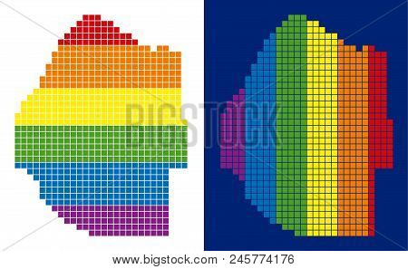 Dot Lgbt Swaziland Map Variants. Vector Geographic Plans In Lgbt Rainbow Colors With Vertical And Ho