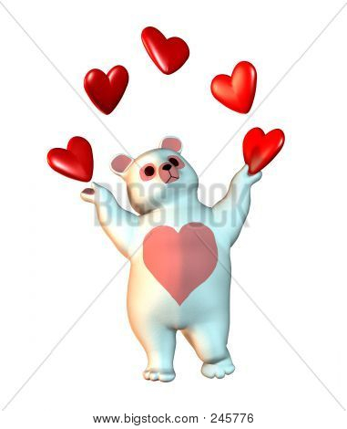 Valentine Bear jonglerie coeurs