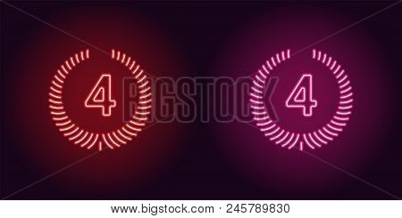 Neon Icon Of Red And Pink Fourth Place. Vector Illustration Of Fourth Position Consisting Of Neon Ou