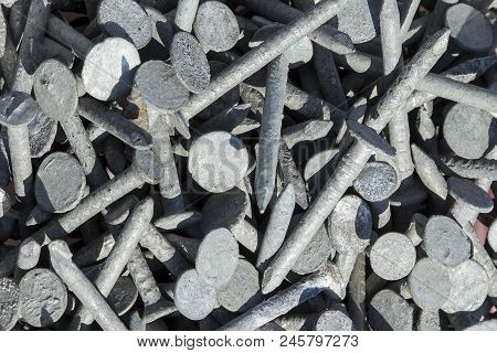 A Heap Of Old Metal Galvanised Steel Nails Background