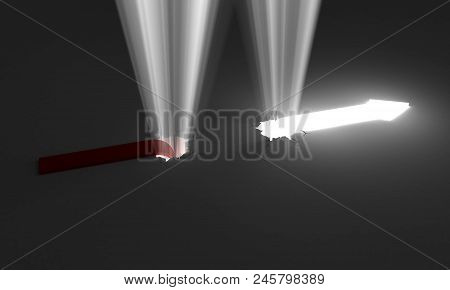 Arrows And Light, Conceptual Image. 3d Image Renderer