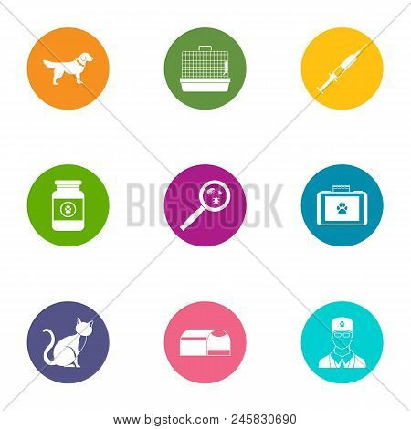 Veterinary Science Icons Set. Flat Set Of 9 Veterinary Science Vector Icons For Web Isolated On Whit