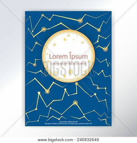 Polygonal Blue Yellow Background Strars Sky Connection . Cyber Abstract Vector Futured Background .