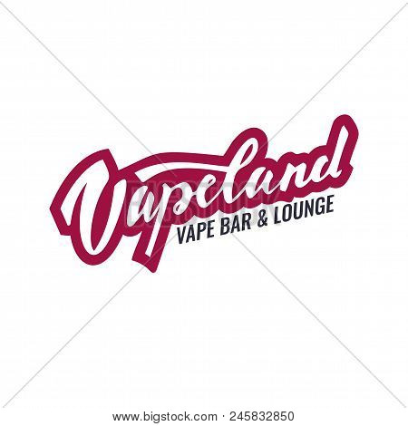 Vapeland Lettering Logo For Vape Shop, Bar And Lounge. Can Be Used For Print, Label, Emblem, Badge, 