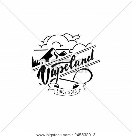Vapeland Lettering Logo Design. Can Be Used For Print, Label, Emblem, Badge, Tag. Stock Vector