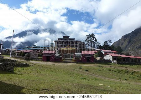 The Tengboche Monastery With Clouds, Everest Base Camp Trek, Nepal