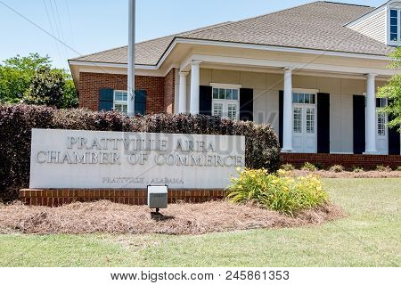 Prattville, Alabama, Usa - May 12, 2018: Building Exterior And Sign For The Prattville Area Chamber 