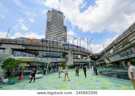 Bangkok, Thailand  - 18 June, 2018 : Sky Walk At Mbk Shopping Center Landmark In Thailand