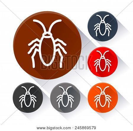 Illustration Of Cockroach Circle Icons With Shadow