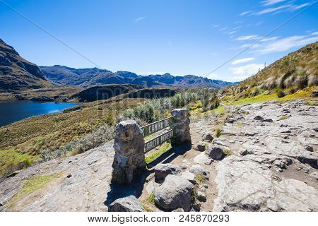 Sign Of The Main Trail In The Cajas Park Cuenca Ecuador