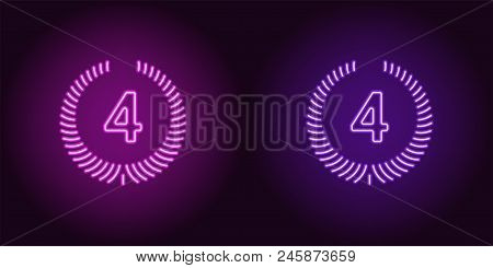 Neon Icon Of Purple And Violet Fourth Place. Vector Illustration Of Fourth Position Consisting Of Ne