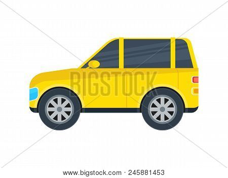 Off Road Jeep Isolated Icon. Suv Car, Modern Automobile, People Transportation Side View Illustratio