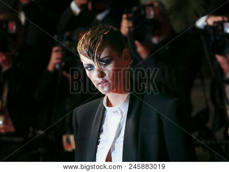  Kristen Stewart attends the screening of 'Knife + Heart (Un Couteau Dans Le Coeurr)' during the 71st annual Cannes Film Festival at Palais des Festivals on May 17, 2018 in Cannes, France.