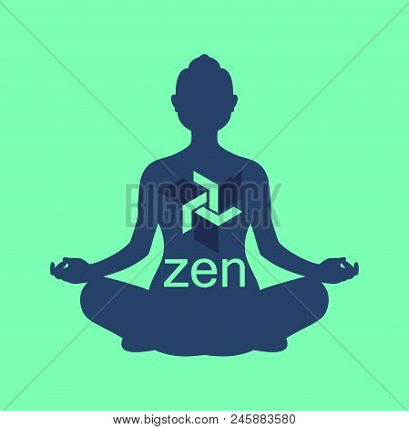 Silhouette Of Meditating Person Familiar With Zencash On The Chest
