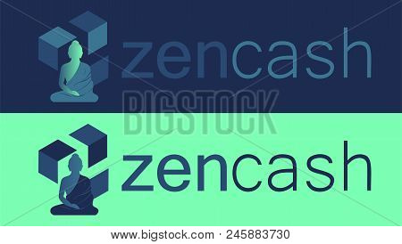 The Silhouette Of A Meditating Person Behind Which Is The Sign Zencash With A Horizontal Inscription