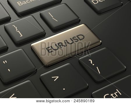 3d Render Of Computer Keyboard With Euro And Dollar Button. Forex Currency Pairs Concept.
