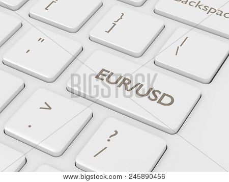 3d Render Of Computer Keyboard With Euro And Dollar Button. Forex Currency Pairs Concept.