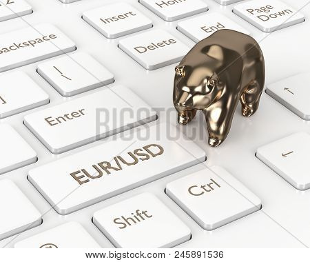 3d Render Of Computer Keyboard With Euro And Dollar Button. Forex Currency Pairs Concept.