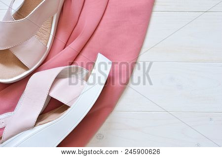 New, Leather Fashionable Sandals On A Wedge. Fashion & Style.