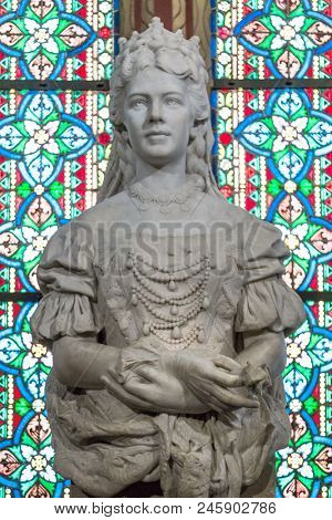 Budapest, Hungary, March 22 2018: Sculpture of Empress Elisabeth of Austria and Queen of Hungary in St. Matthias Church