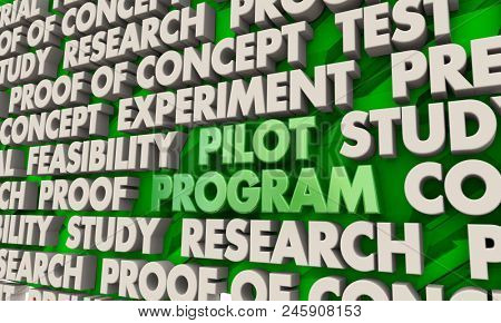 Pilot Program Preliminary Limited Test Experiment Words 3d Render Illustration