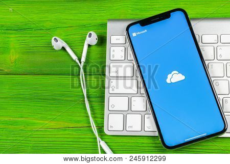 Sankt-petersburg, Russia, June 2, 2018: Microsoft Onedrive Application Icon On Apple Iphone X Screen