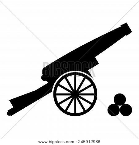 Medieval Cannon Firing Cores Icon Black Color Vector Illustration Flat Style Simple Image