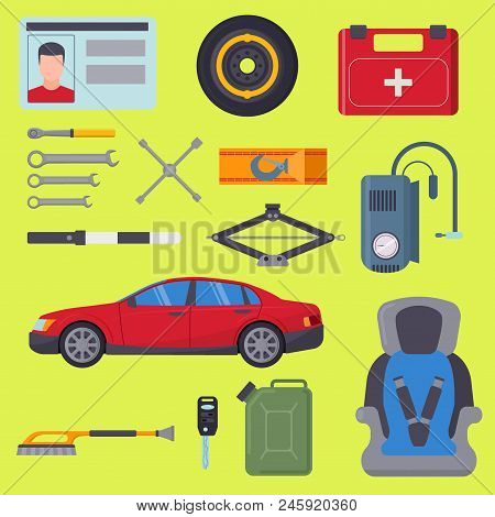 Auto Transport Vector Motorist Equipment Transportation Service Car Driver Tools High Detailed Repai
