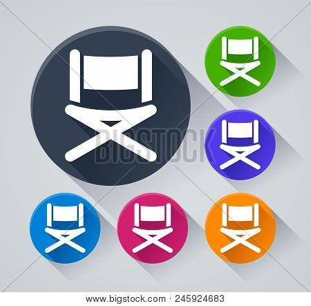 Illustration Of Chair Circle Icons With Shadow