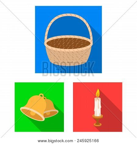 Easter Is A Christian Holiday Flat Icons In Set Collection For Design. Easter Attributes Vector Symb