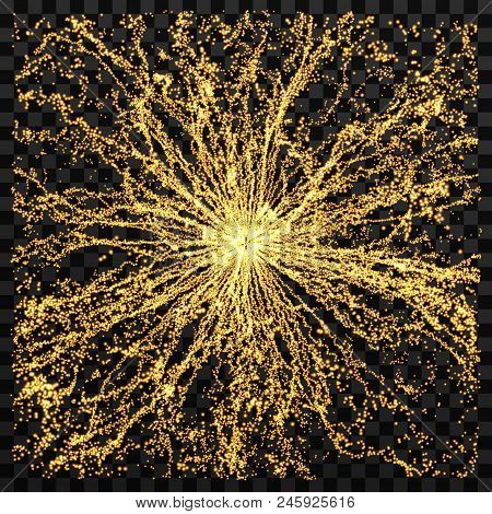 Abstract Science Or Technology Background. Array With Dynamic Particles. Vector Illustration.