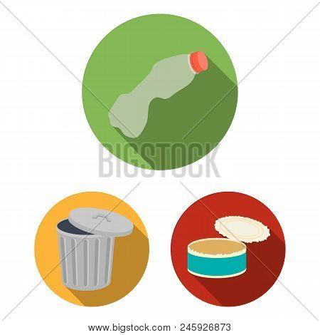 Garbage And Waste Flat Icons In Set Collection For Design. Cleaning Garbage Vector Symbol Stock  Ill
