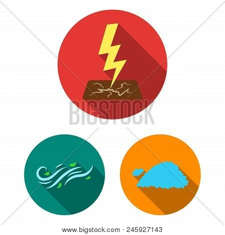 Different Weather Flat Icons In Set Collection For Design.signs And Characteristics Of The Weather V