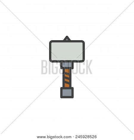War Hammer Filled Outline Icon, Line Vector Sign, Linear Colorful Pictogram Isolated On White. Medie