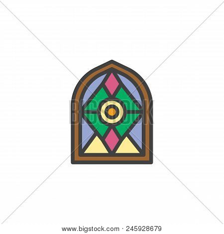 Stained Glass Window Filled Outline Icon, Line Vector Sign, Linear Colorful Pictogram Isolated On Wh
