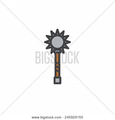 Mace Weapon Filled Outline Icon, Line Vector Sign, Linear Colorful Pictogram Isolated On White. Medi