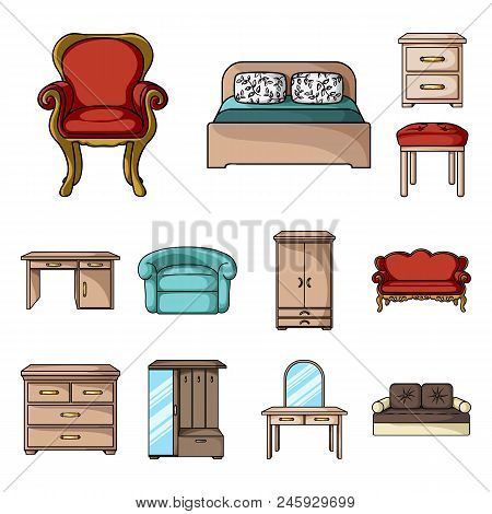 Furniture And Interior Cartoon Icons In Set Collection For Design.home Furniture Vector Symbol Stock