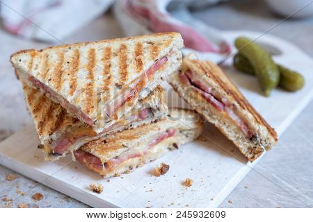 Delicious Grilled Cheese Sandwich With A Ham