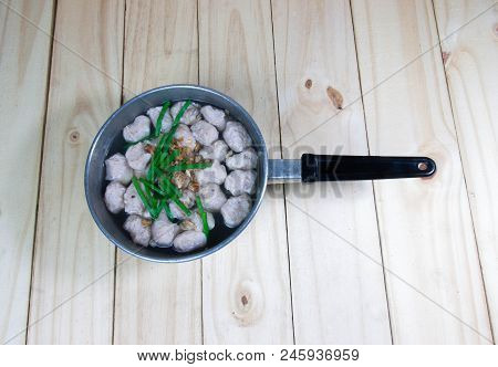 Mindly Soup With Pork Ball On Wood Background