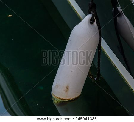 Buoy Hanging Outside The Hull Of The Boat, Boat Equipment