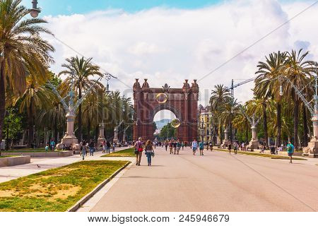 Barcelona, Catalonia, Spain 05/30/2018. Arc De Triomf - Beautiful Triumphal Arch In Barcelona.
