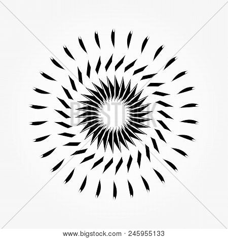 Black Abstract Vector Circle Frame Halftone Dot. Sacred Geometry. Round Logo. Technology Circle Embl