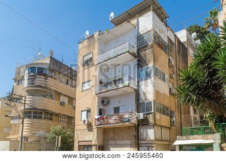 Haifa, Israel - June 09, 2018: Buildings With A Mixture Of International (bauhaus) And Arabic Styles