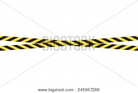 Vector Stop Tapes Set, Dangerous Zone Sign, Bright Yellow And Black Cross Lines. Isolated On White B