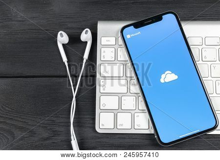 Sankt-petersburg, Russia, June 2, 2018: Microsoft Onedrive Application Icon On Apple Iphone X Screen