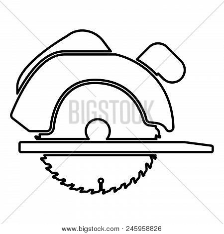 Manual Circular Saw Icon Black Color Vector Illustration Flat Style Simple Image