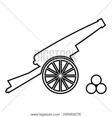 Medieval Cannon Firing Cores Icon Black Color Vector Illustration Flat Style Simple Image